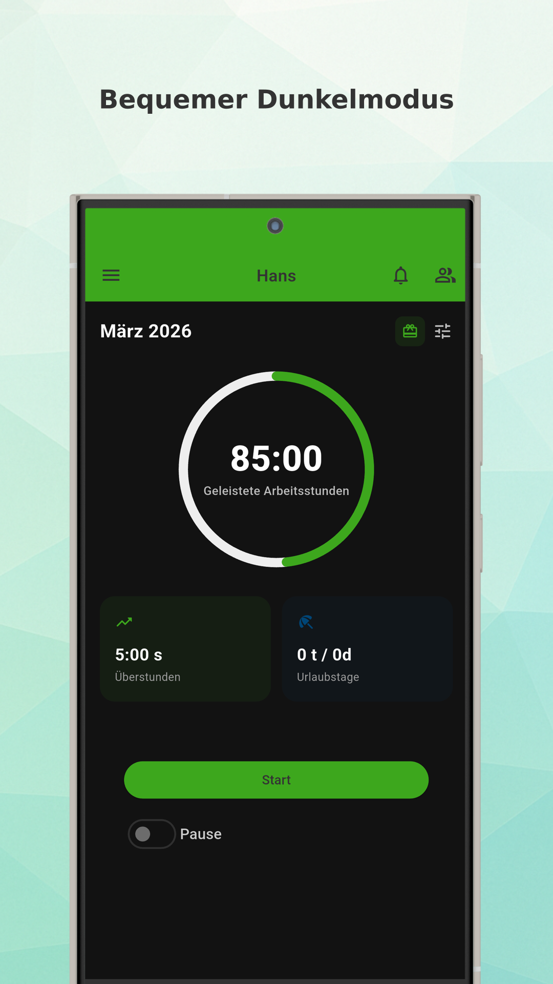 Working Timer month table