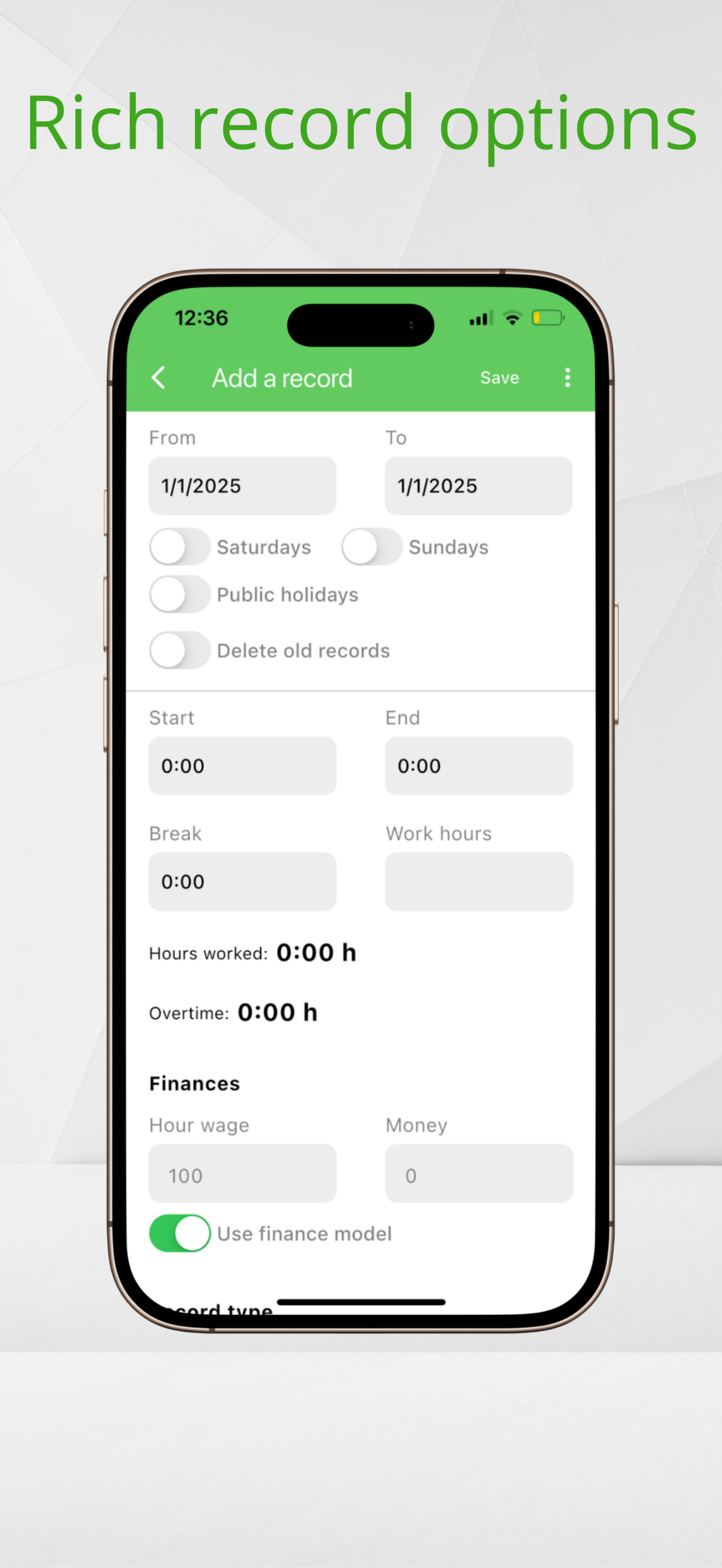 Working Timer profile settings