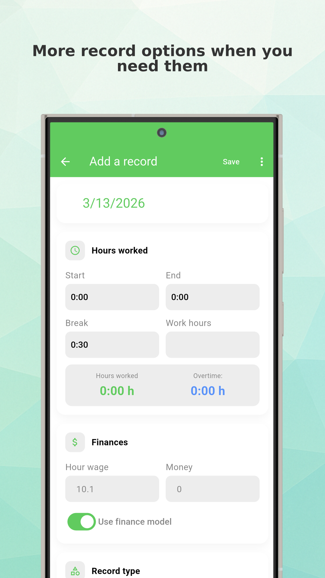 Working Timer work hours tracking