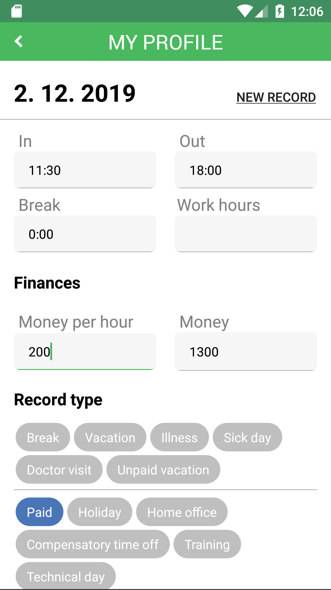 Working Timer work hours tracking