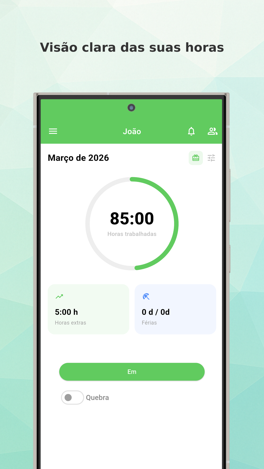 Working Timer dashboard