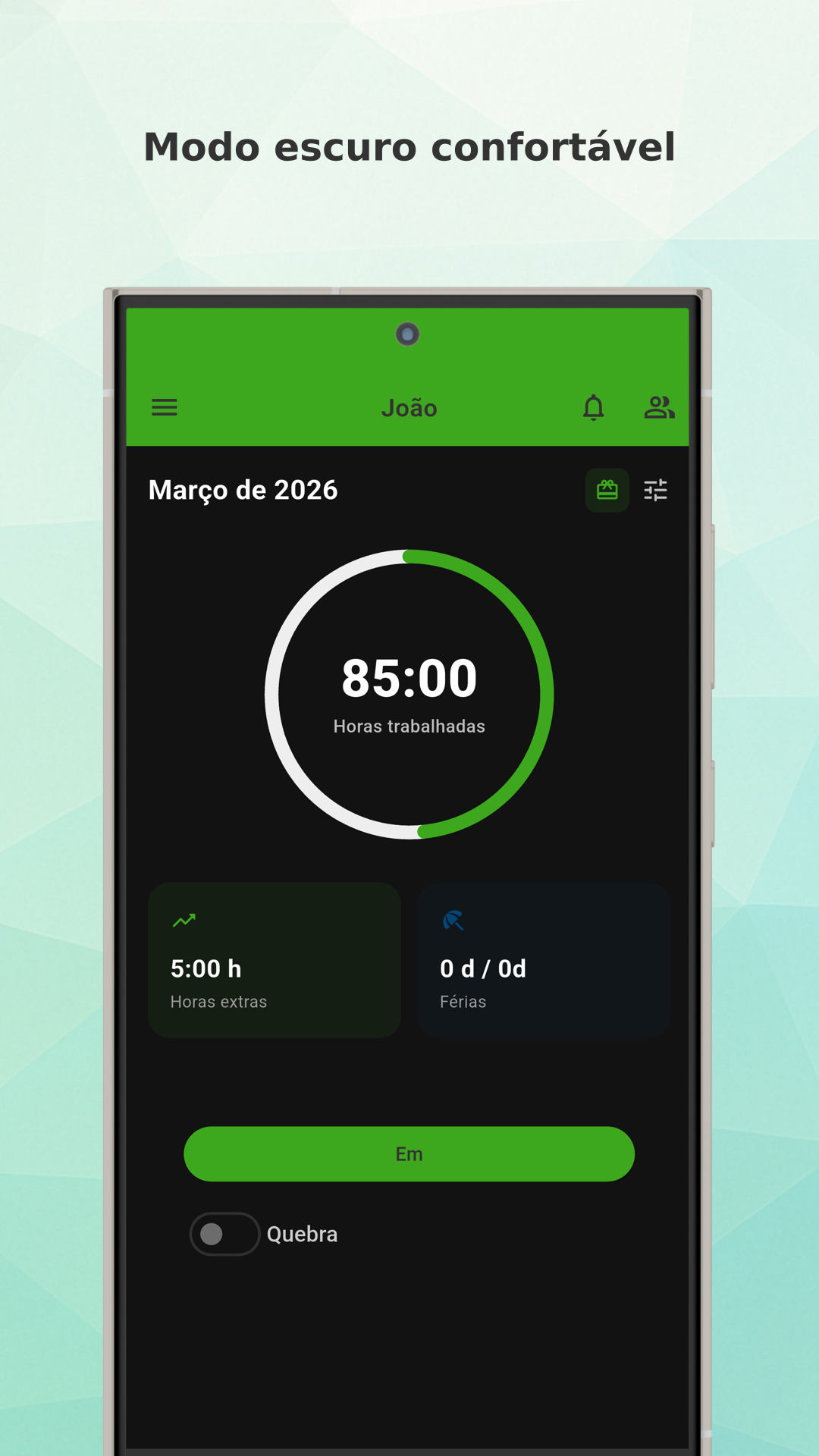 Working Timer month table
