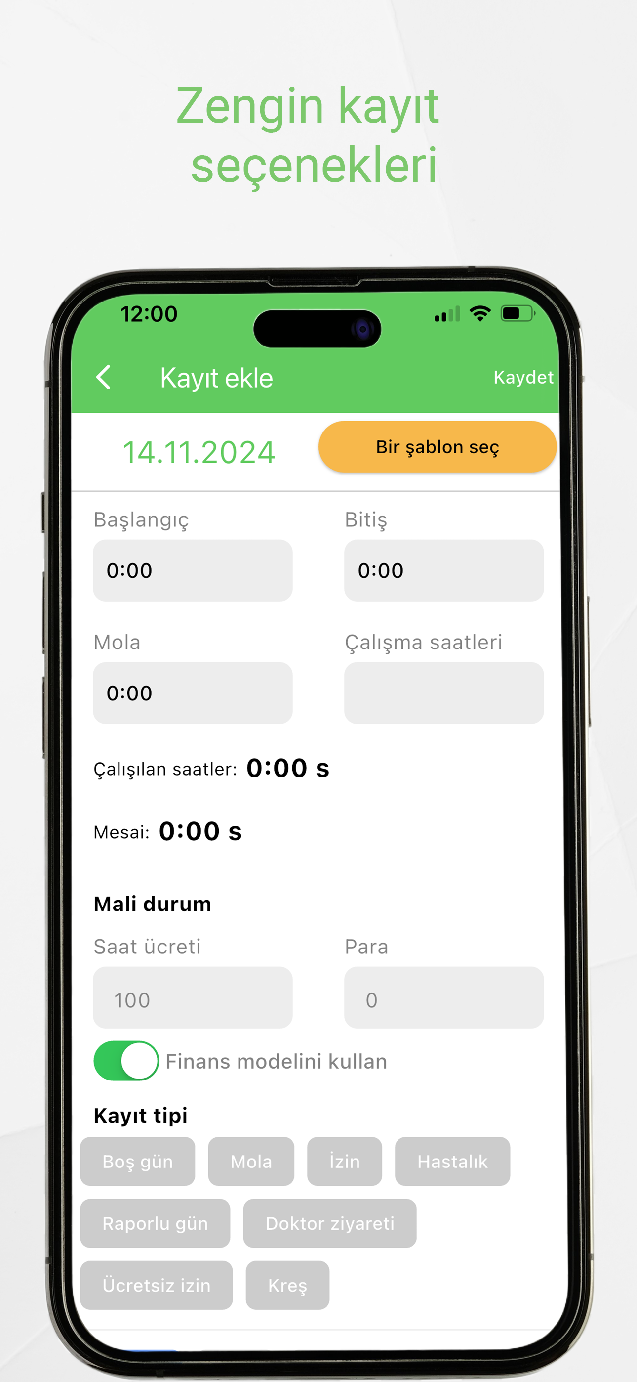 Working Timer profile settings