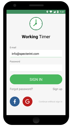 Working Timer mobile app preview