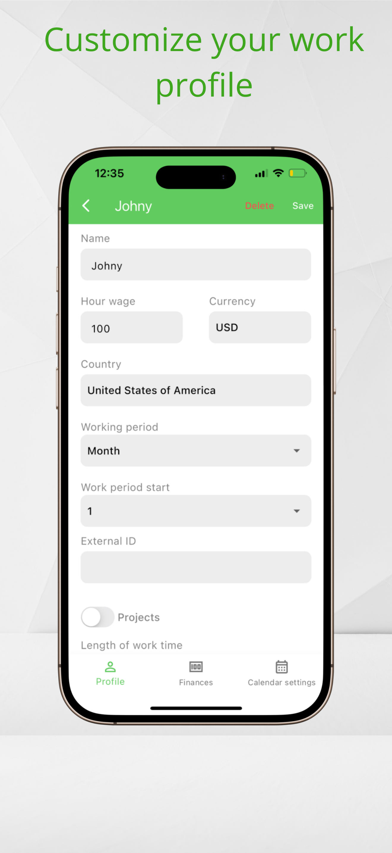 Working Timer dashboard